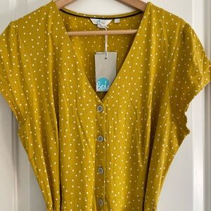 Boden Mustard Polka Dot Dress